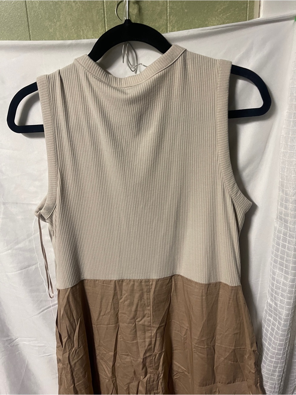 & Other Stories Ribbed Sleeveless Maxi Dress in Cream and Brown